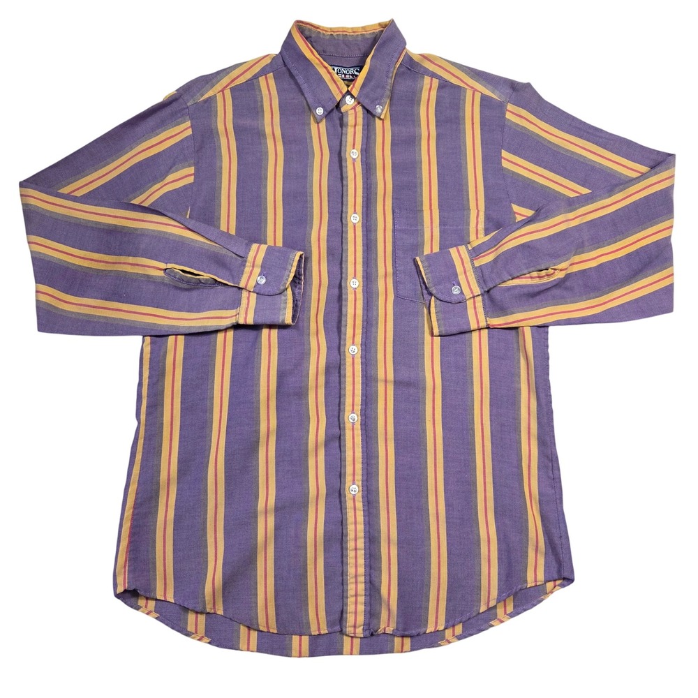 Vtg‎ Honors Mens Purple Button Down Shirt Long Sleeve M 90s Western Retro Cowboy
